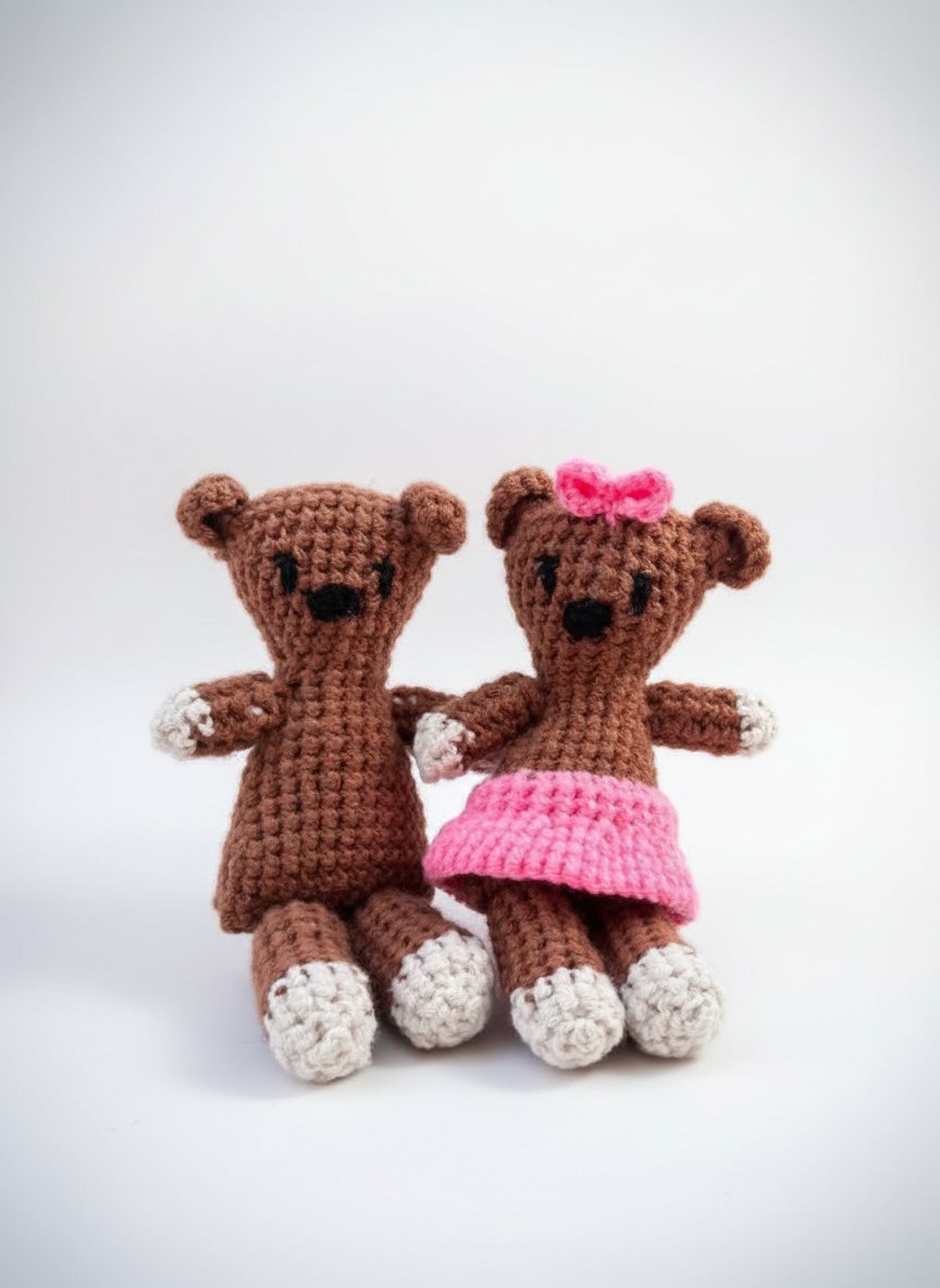 Crochet Mr. Bean Teddy & Lottie Bear🧶💗🧸