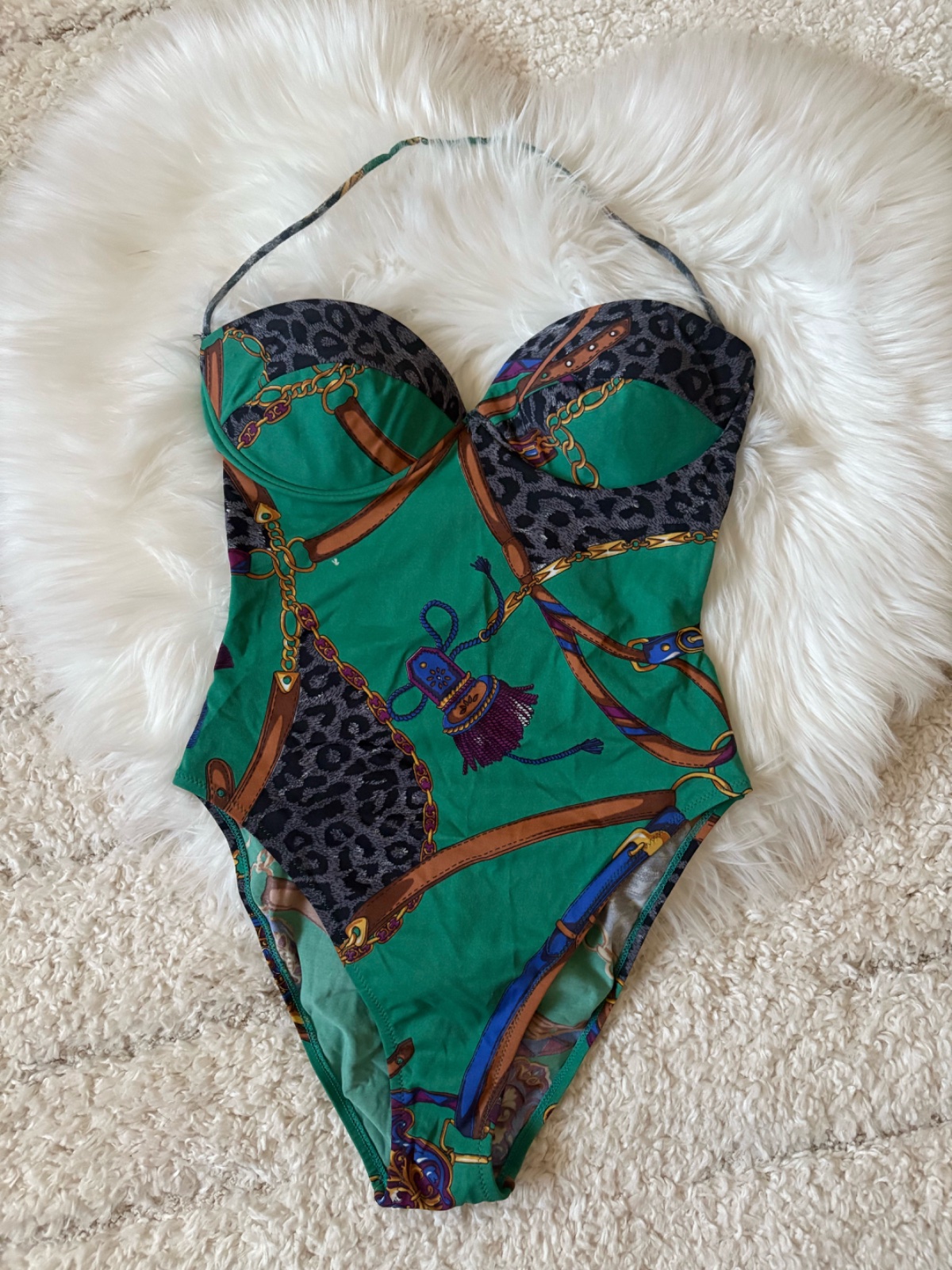 Maillot une pièce chic imprimé vert ✨