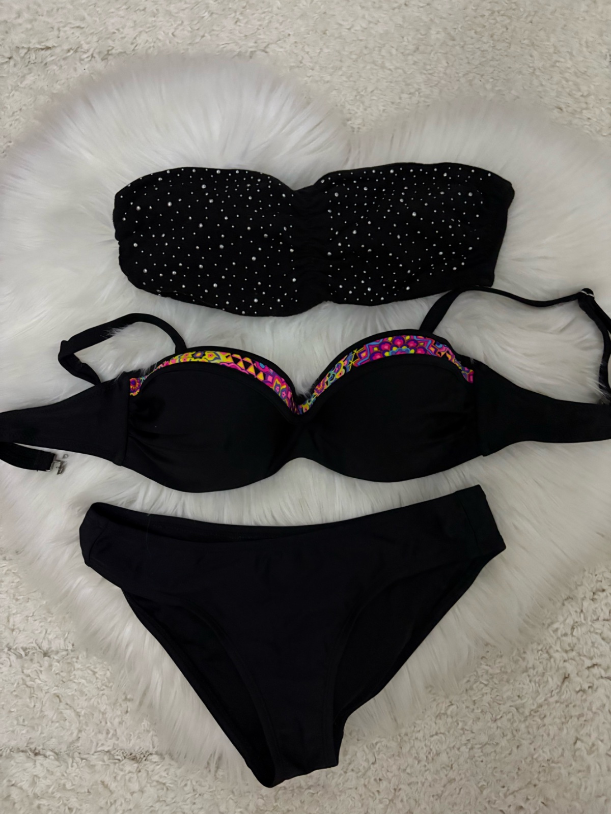 Lot de 2 hauts bikini + bas noir chic 🖤✨
