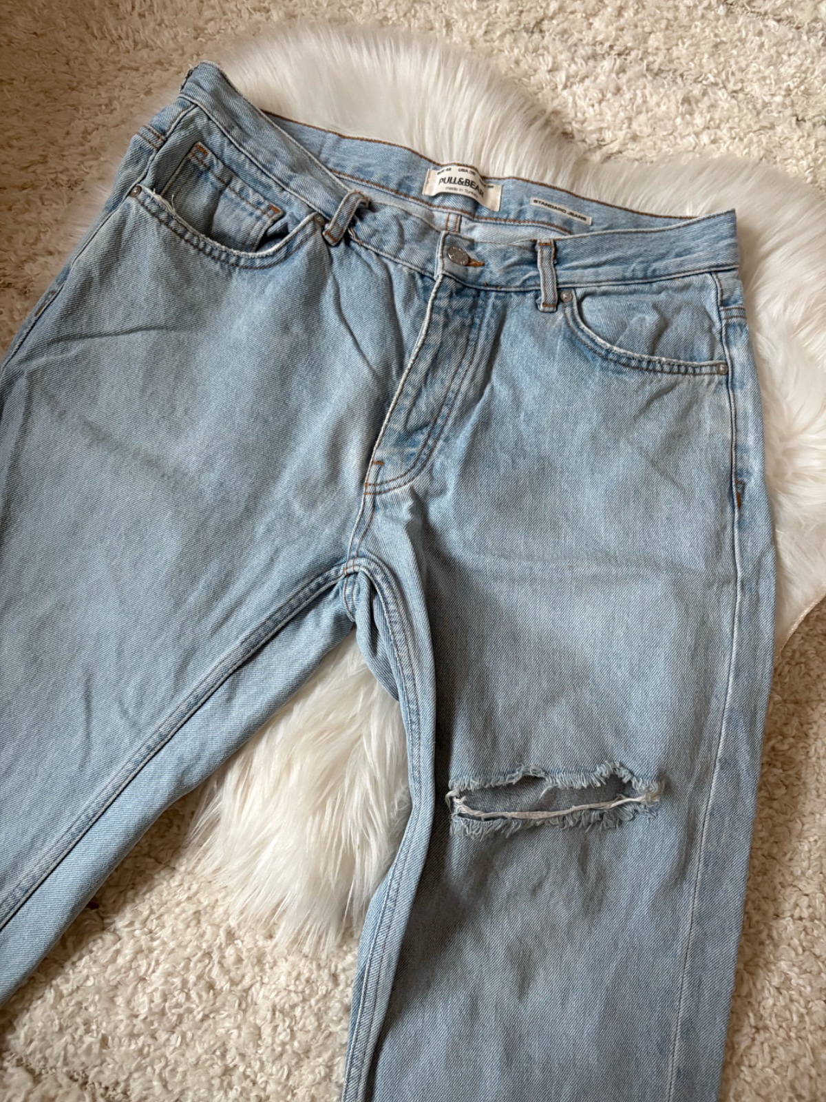 Jean bleu clair déchiré homme  Pull&Bear – Taille 42