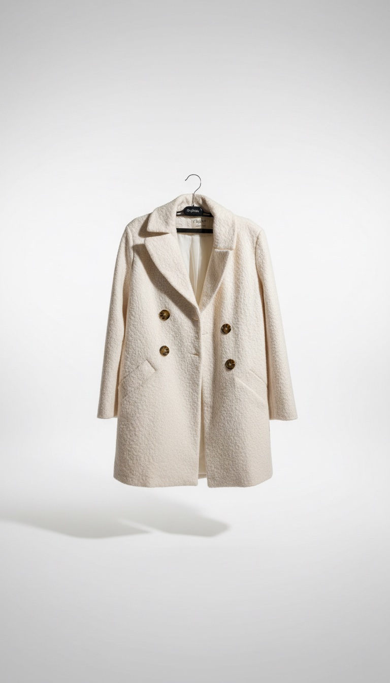 Manteau blanc en demi-Laine