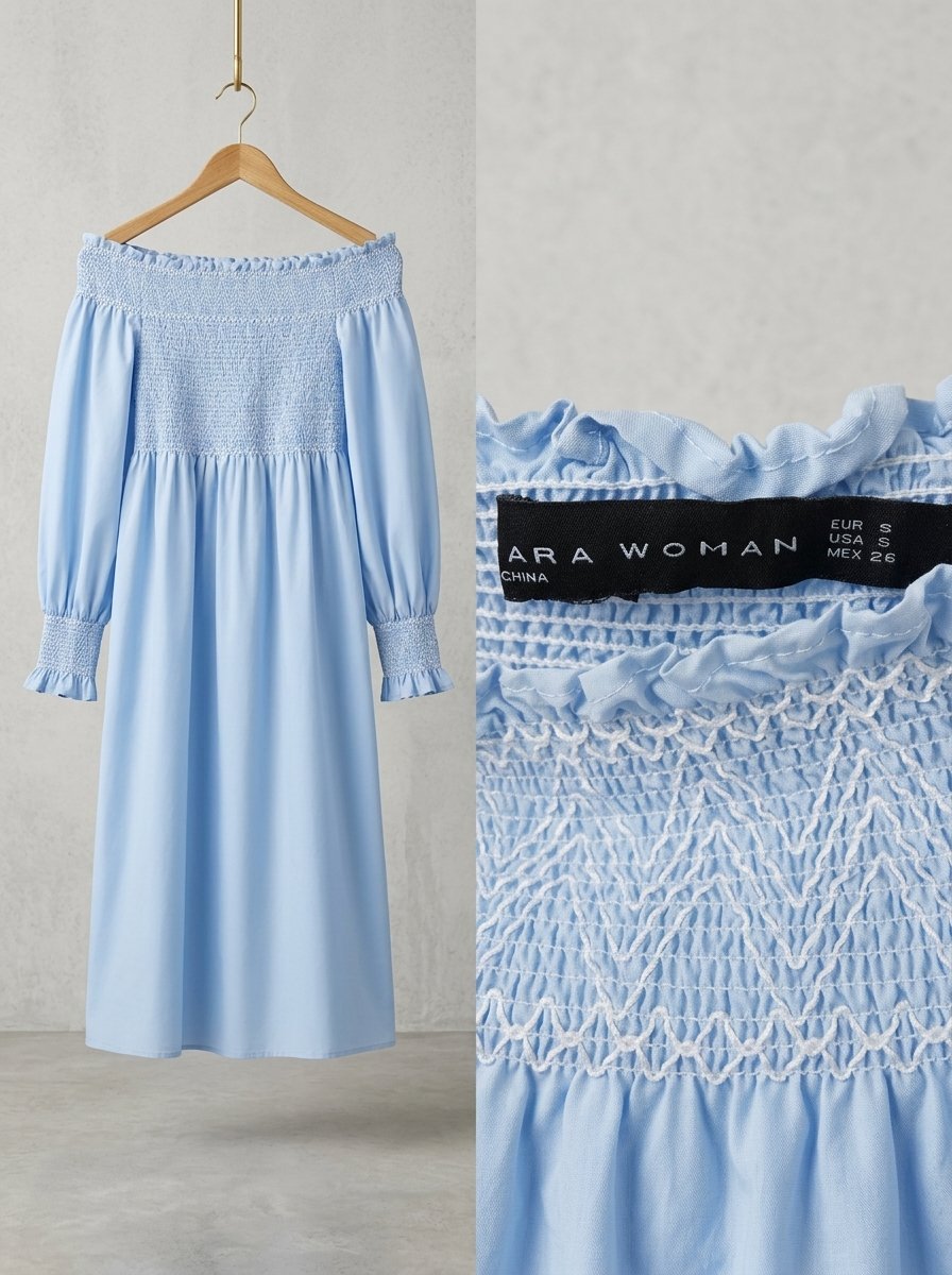 Robe courte col bardot / épaules dénudées ZARA