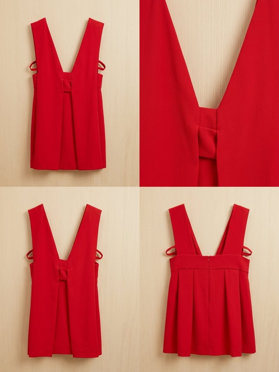Robe rouge structurée à décolleté V — Taille S (36)