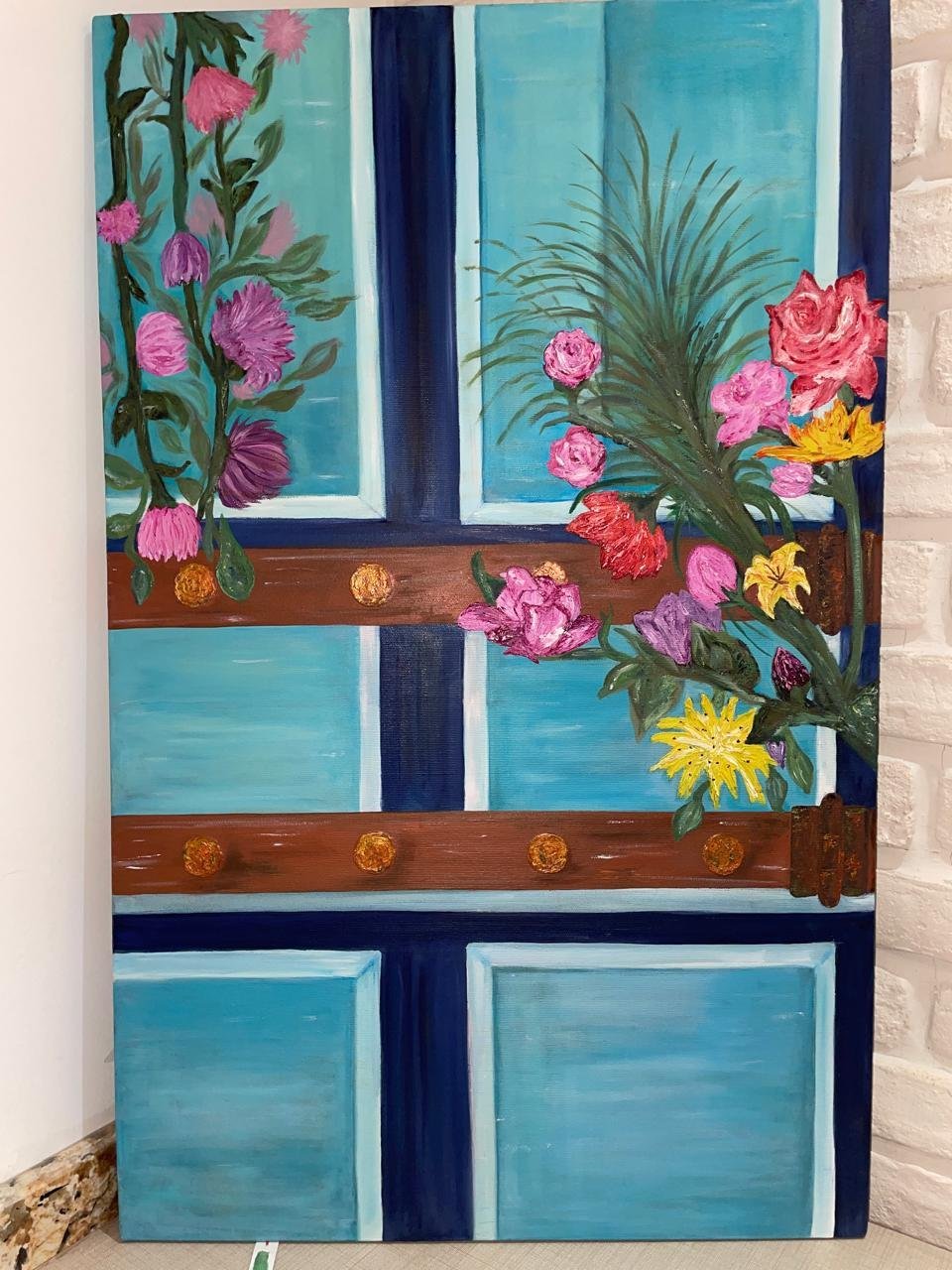 Tableau peinture a lhuile porte 