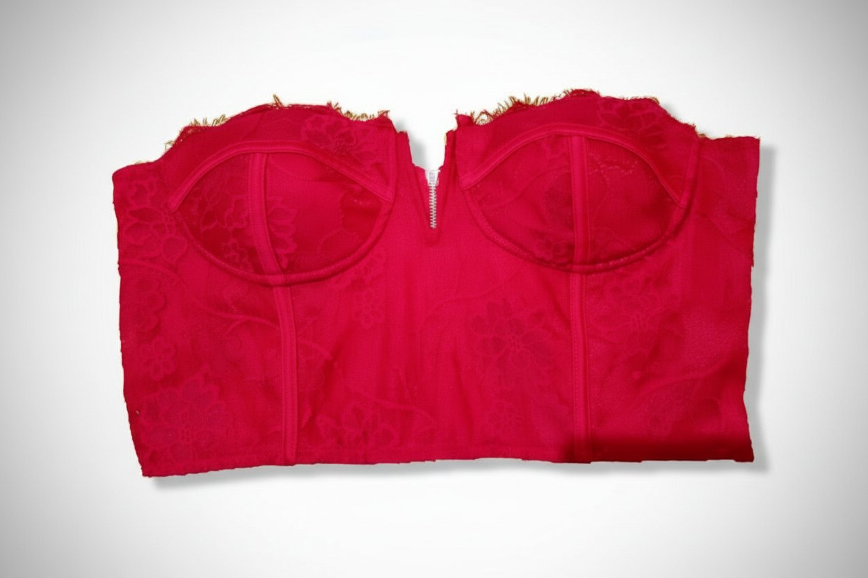 Corset top en dentelle rouge 