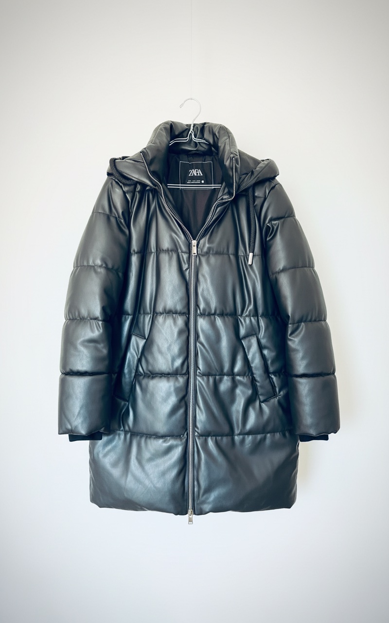 Manteau en cuire noir Zara