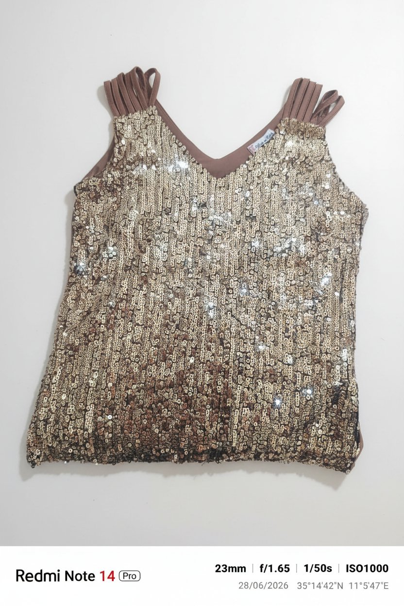 Débardeur marron avec paillettes 