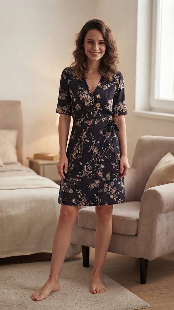 Robe de chambre satin fleuri
