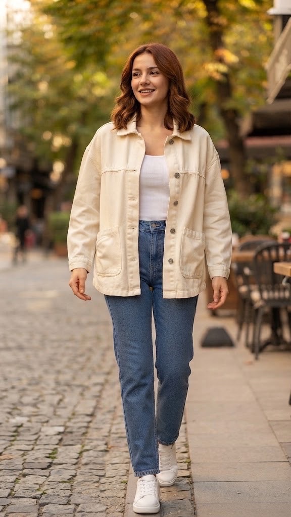 Gilet blanc cassé oversize 