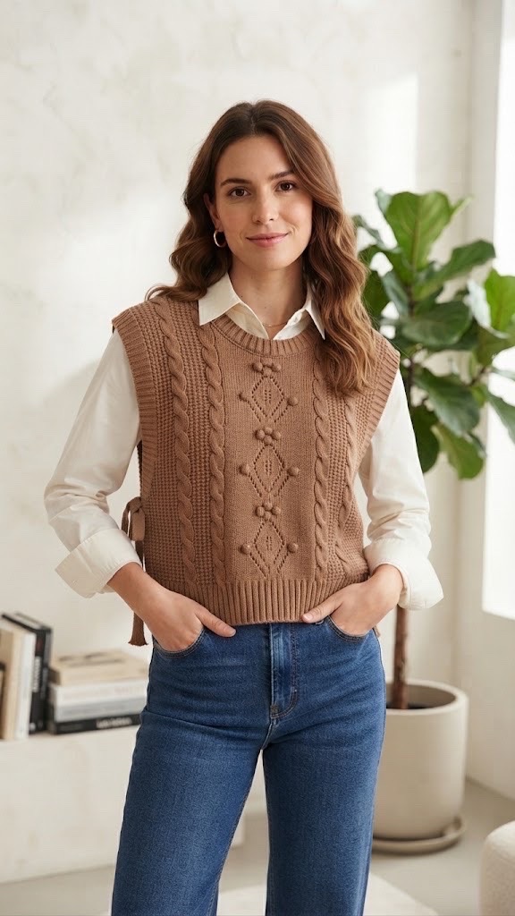 Debardeur en laine camel