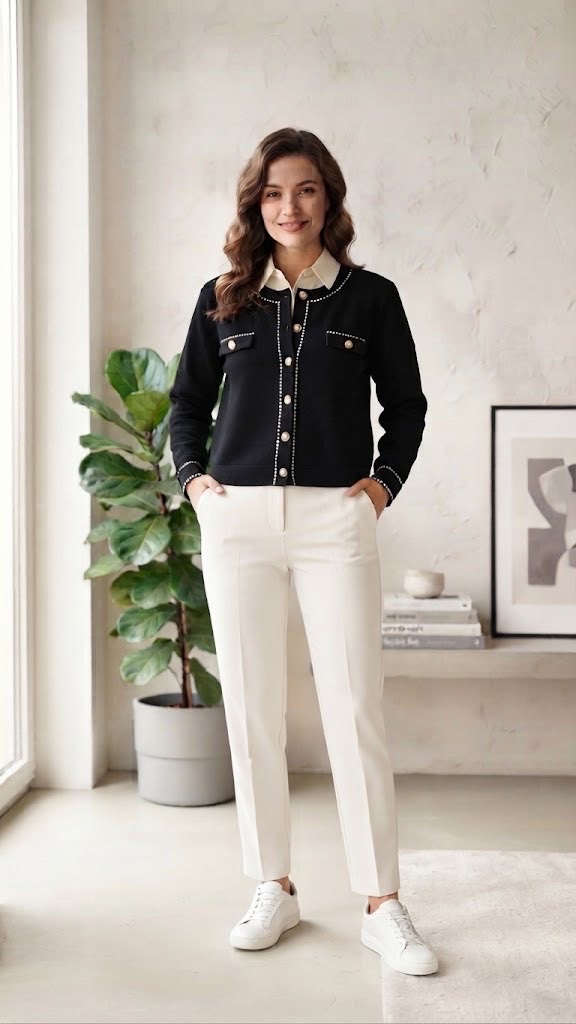 Gilet posé noir et blanc