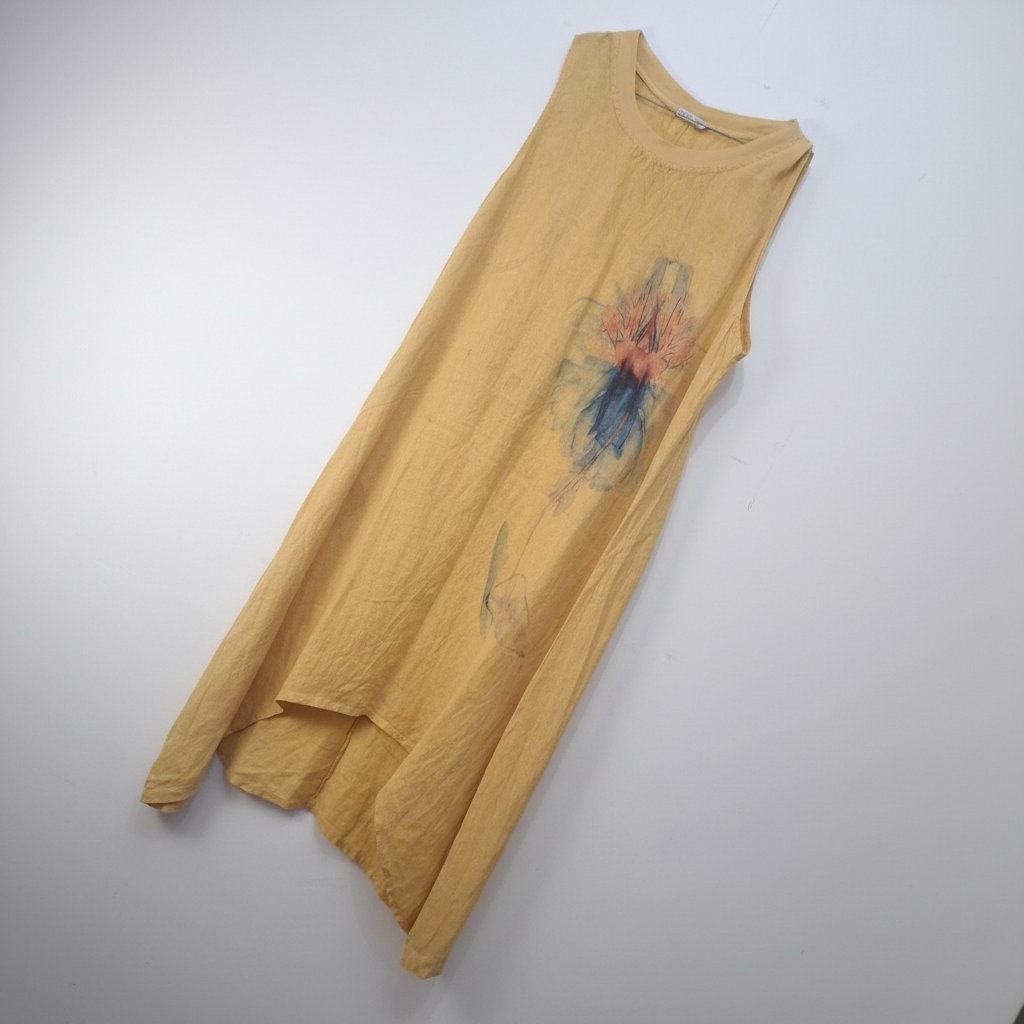 🫆🫆 Sublime robe en lin avec peinture a la main sur le côté  qui fait aussi robe de Plage 