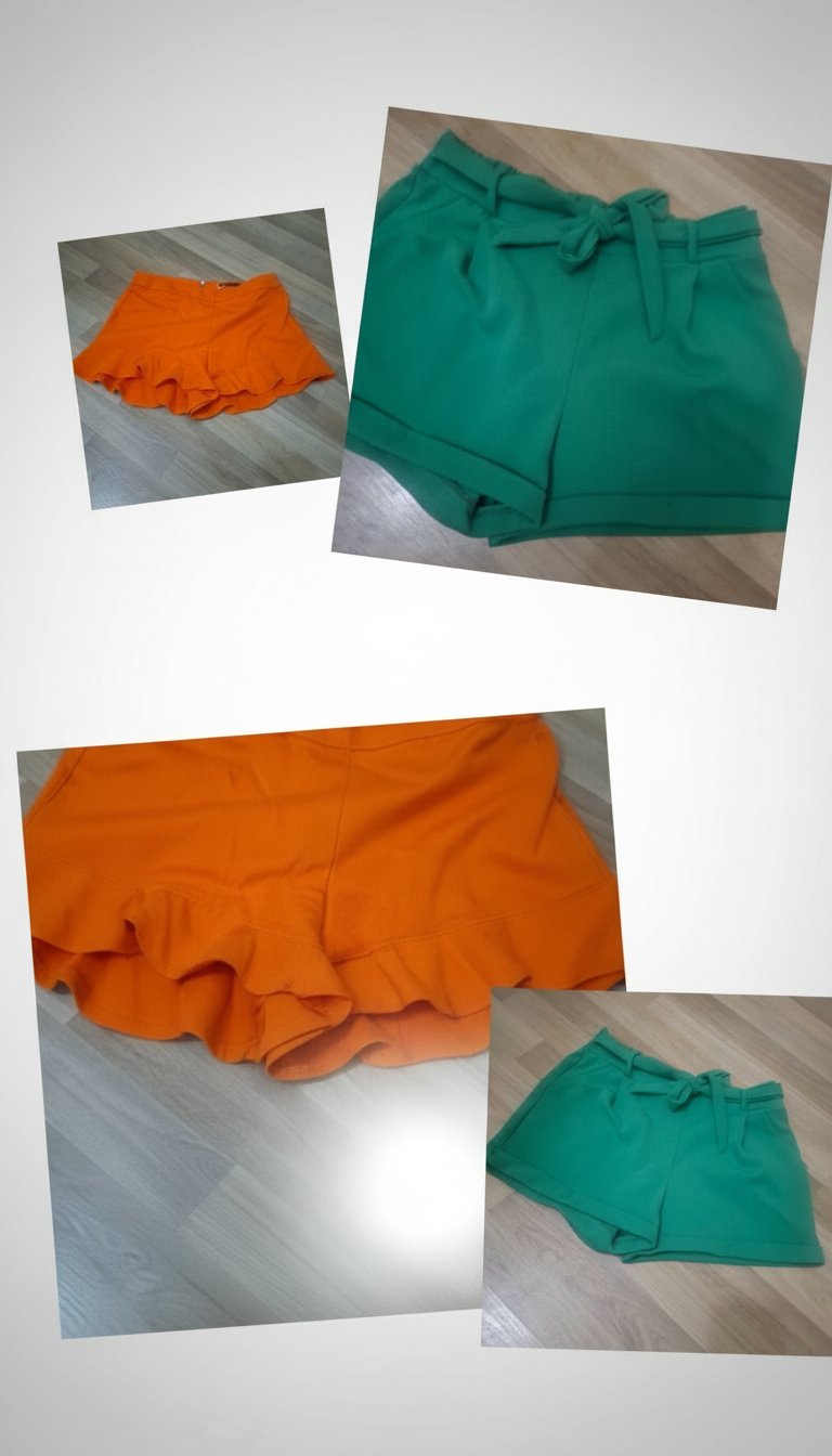 🫆🫆2 magnifiques short vert et l.autre orange en excellent  etat taille38