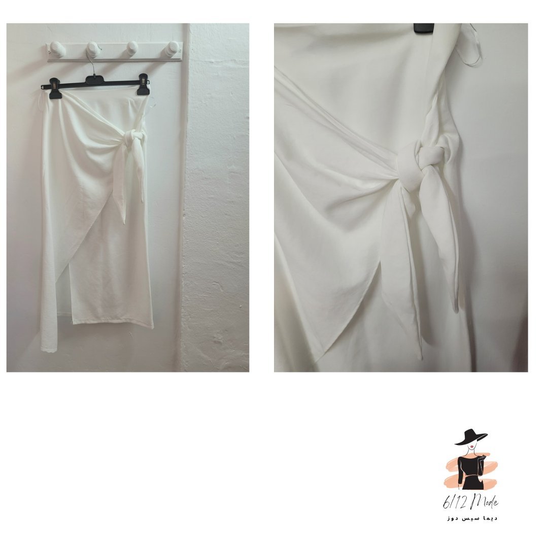 Jupe blanche midi style portefeuille neuve