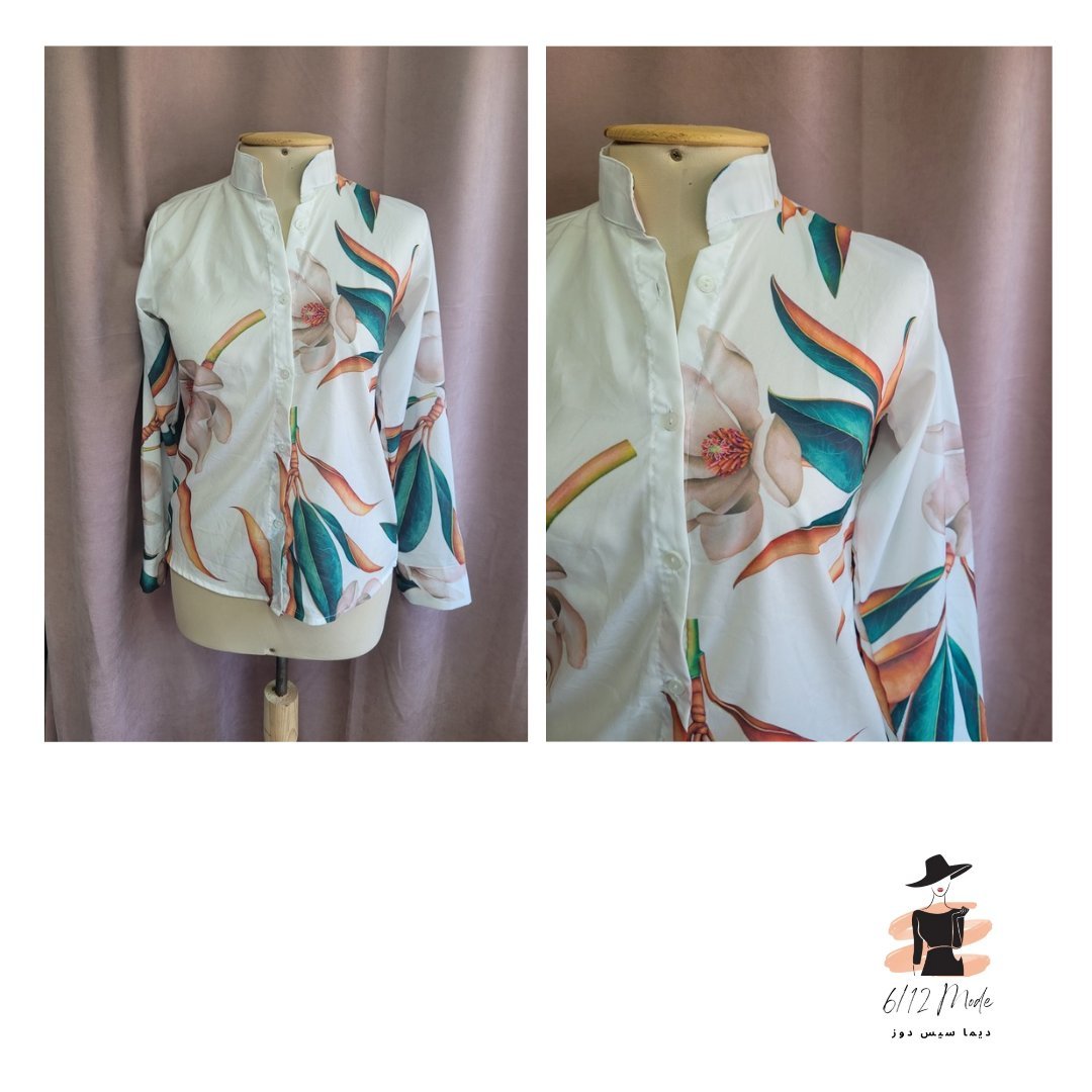 Chemise blanche a motif fleuri en.cotton blend
