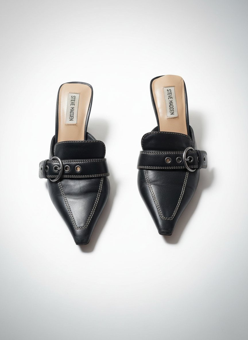 Mules noires Steve Madden en vrai cuir 