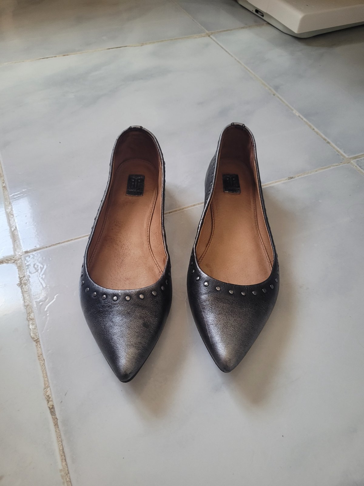 Ballerines argenté FRYE en vrai cuir