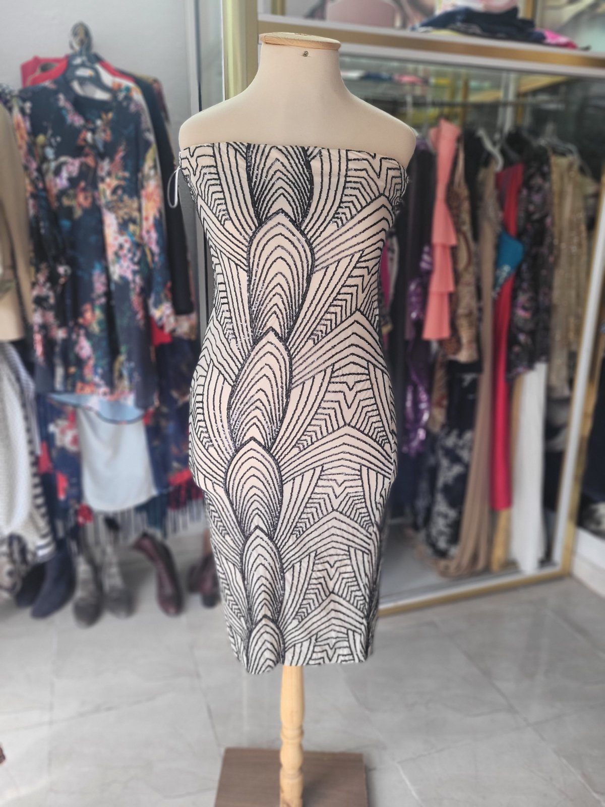 Robe soirée bustier beige Guess