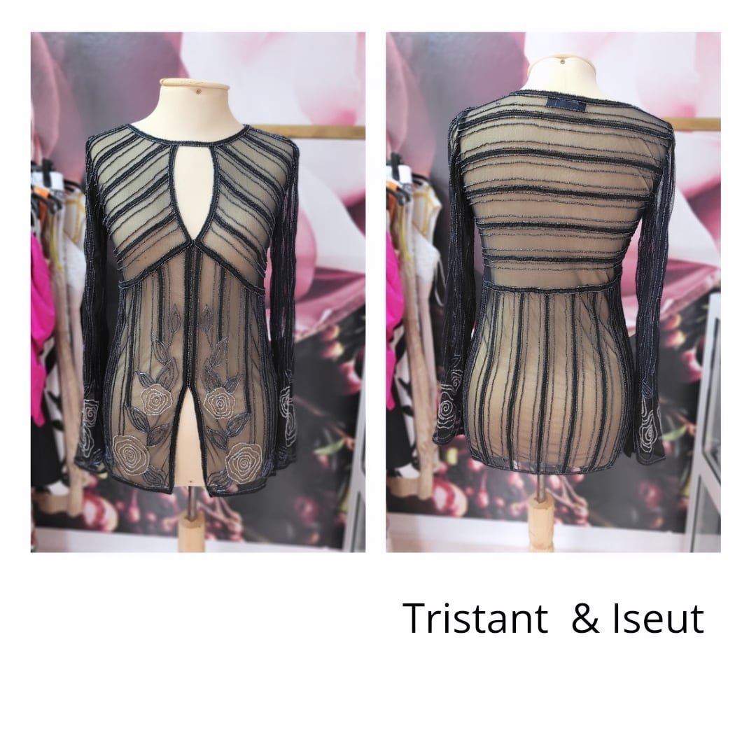 Sublime top soirée bel39i9 gris et noir Tristan et Iseut 