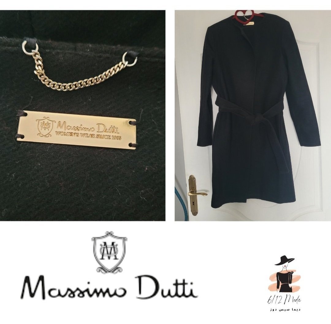Manteau noir en laine Massimo Dutti 