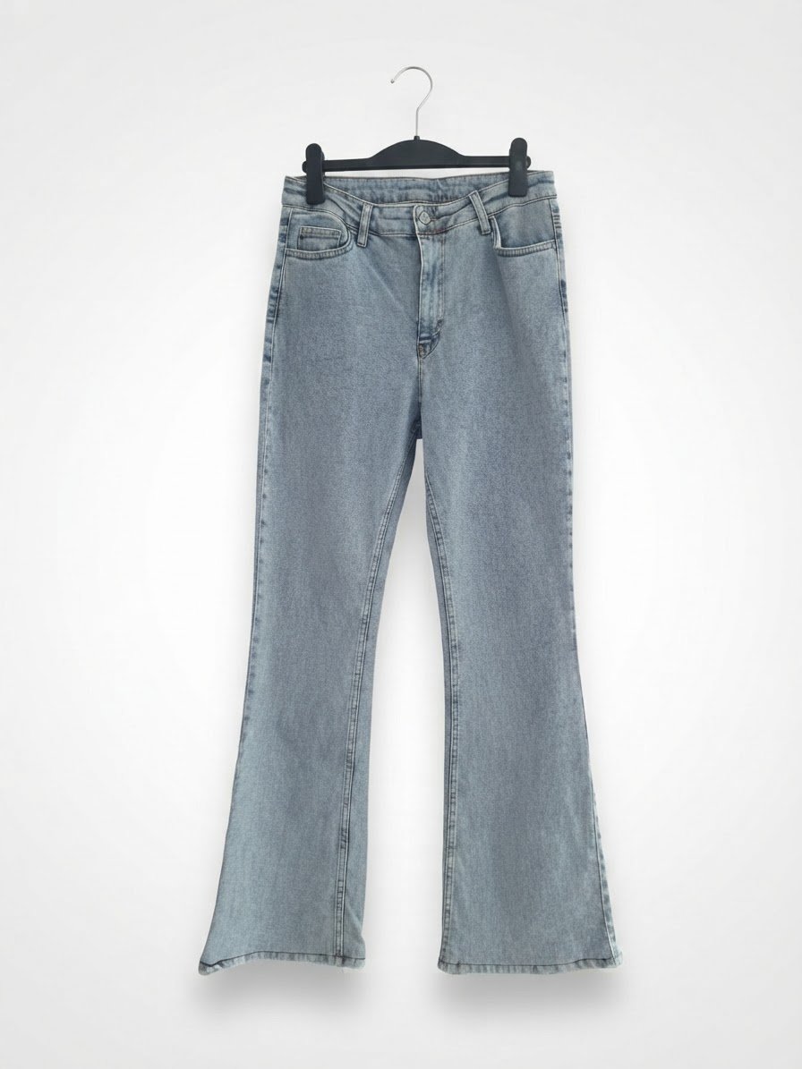 Jean flare taille haute light wash