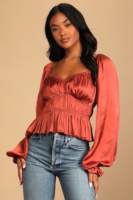 Chemisier en satin rouille xs/s