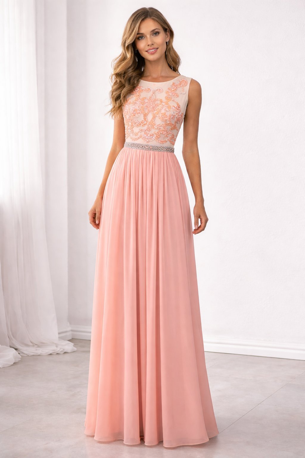 Robe soirée longue plissée