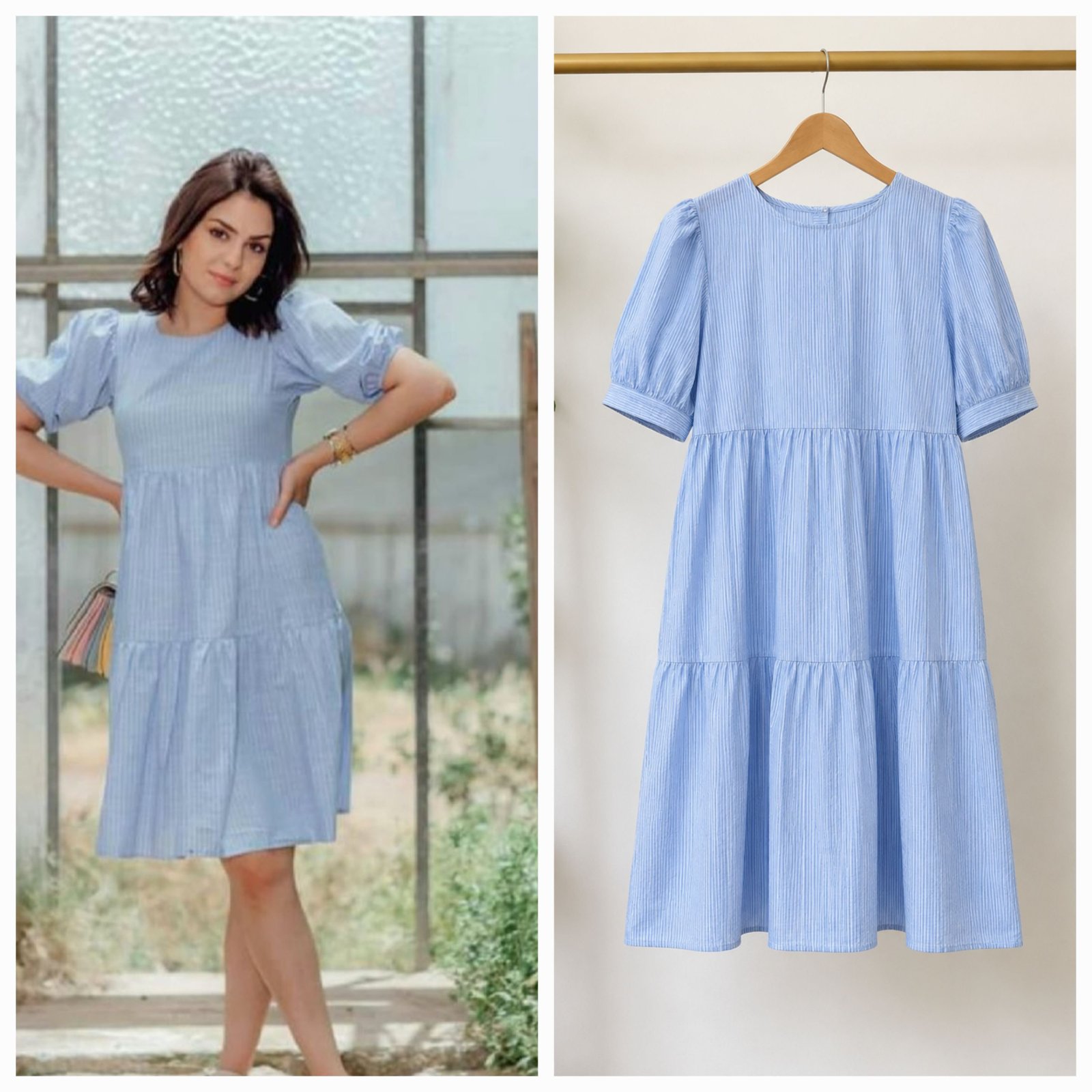 Robe bleu ciel demi manche 