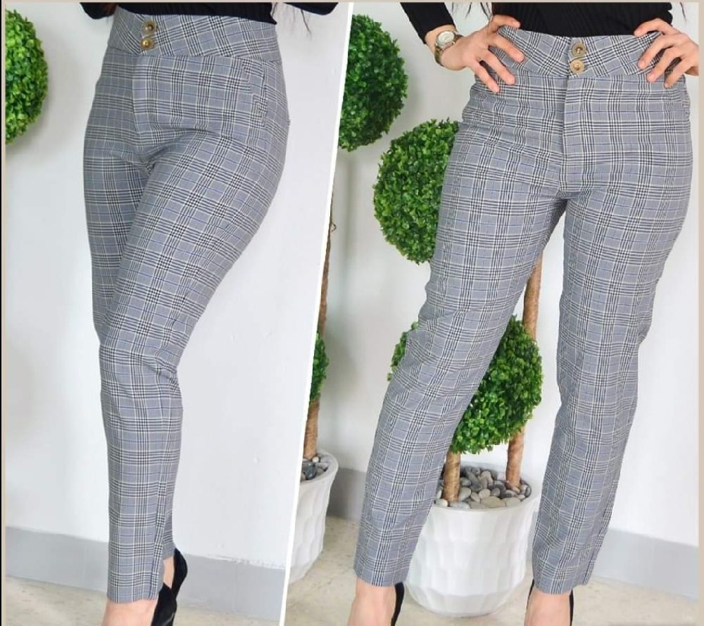 Promo -pantalon posé carreaux écossais 