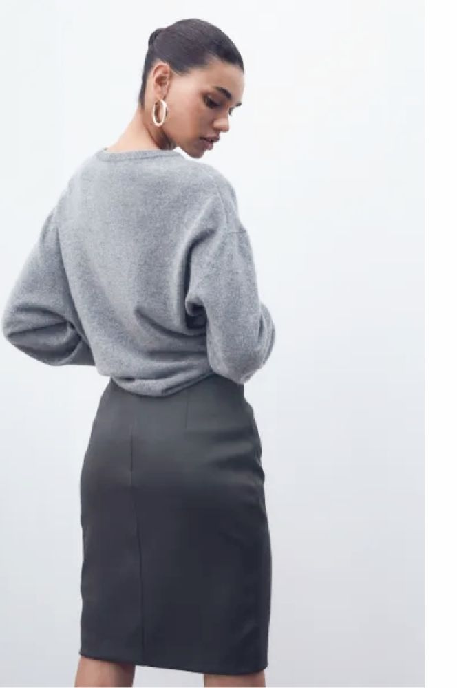 Jupe crayon gris taille haute neuf