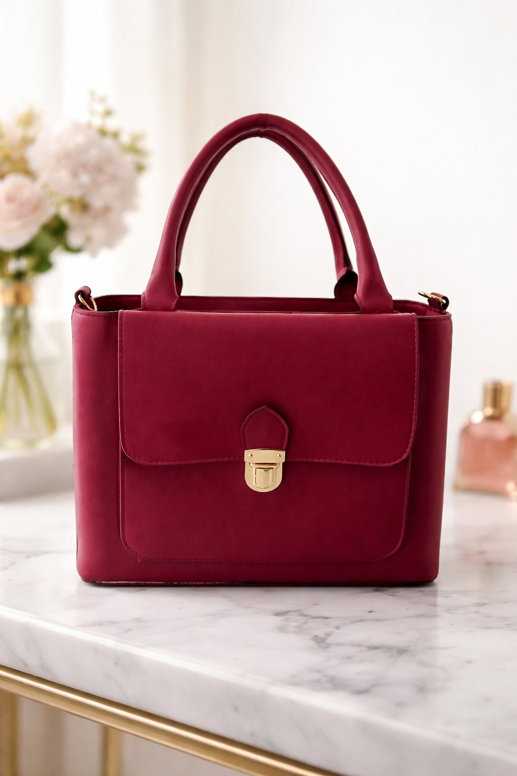Sac rouge bordeaux importé avec ceinture disponible 