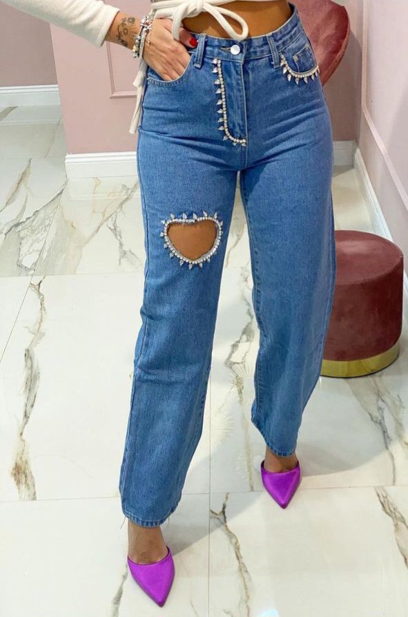 Pantalon jean strass 