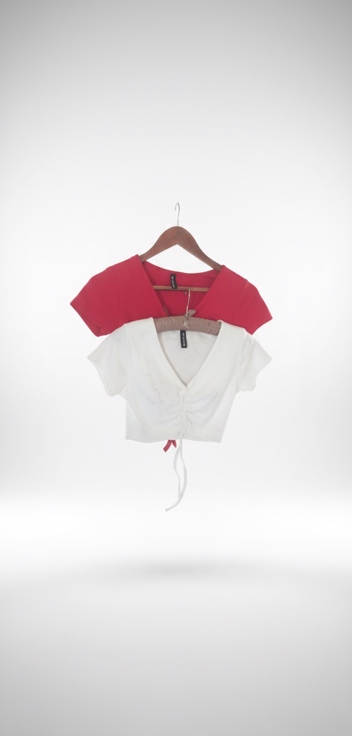 Lot de 2 Tops neufs en coton rembourrés blanc et rouge
