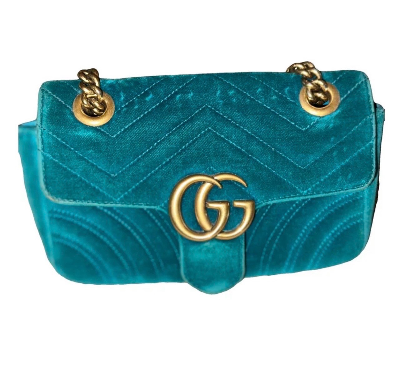 GUCCI Sac bandoulière en velours GG Marmont Chain Flap Bon état