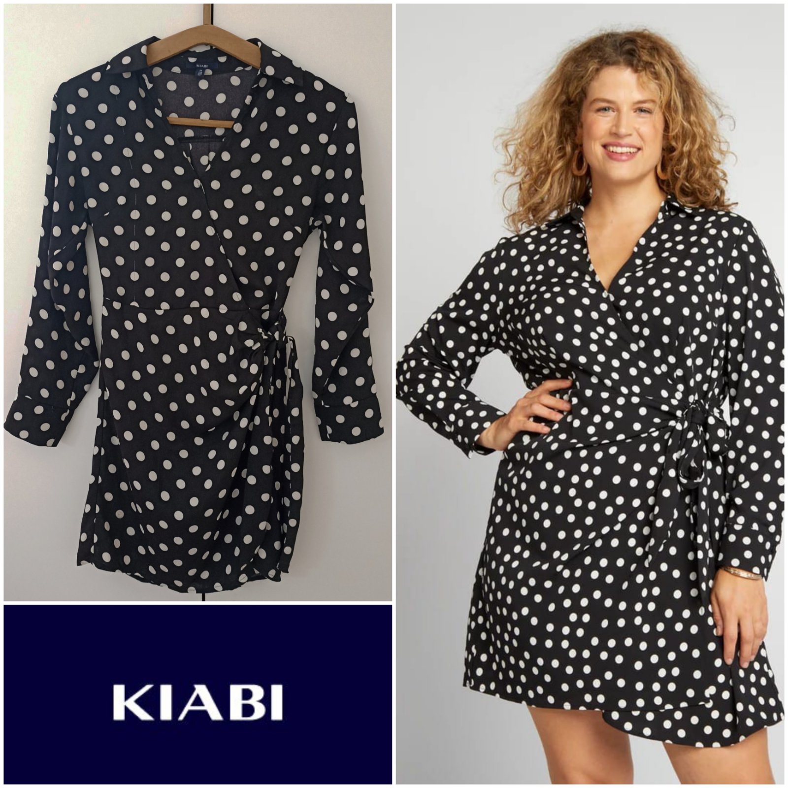 Robe cache-coeur à pois - Noir/blanc