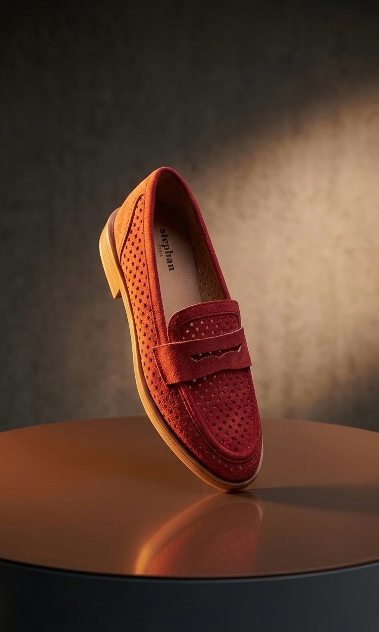 Moccasins pour femme rouge brique 