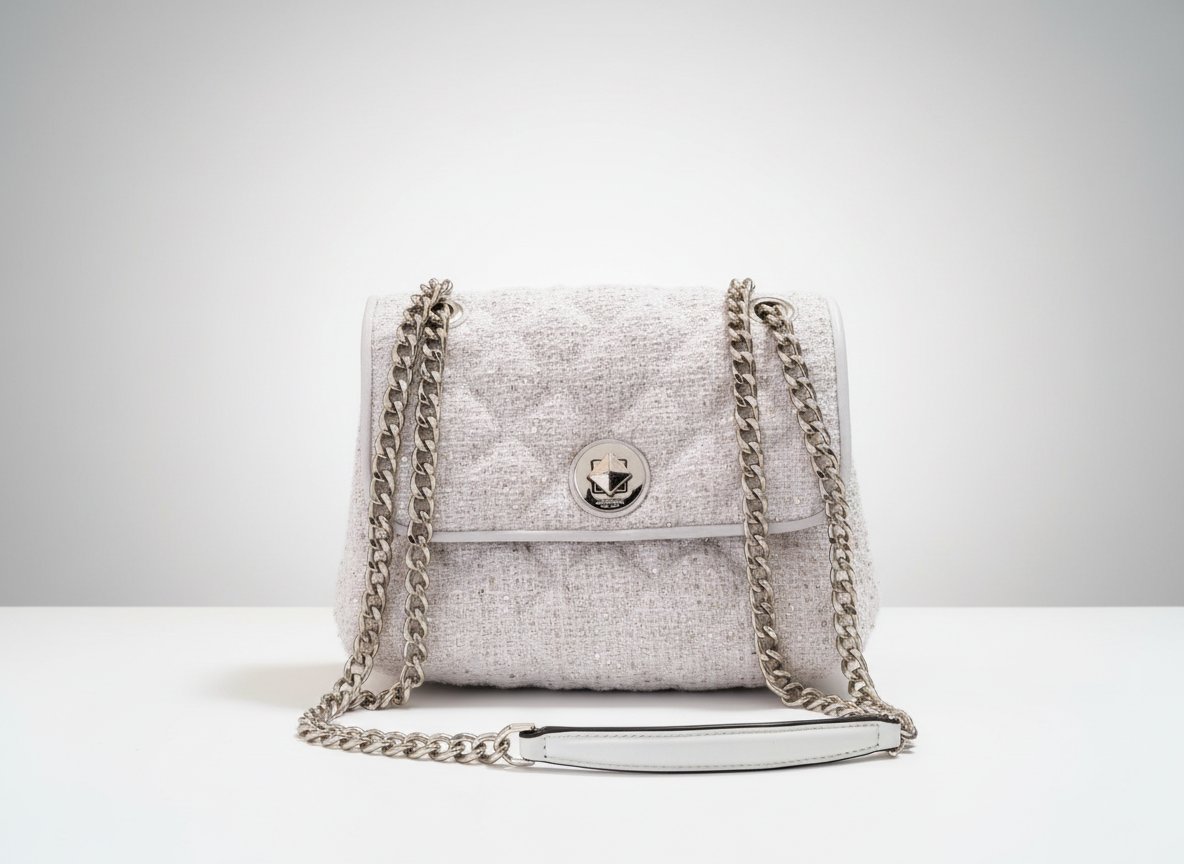 Kate Spade Natalia avec garniture en tweed à sequins et bandoulière en chaîne.