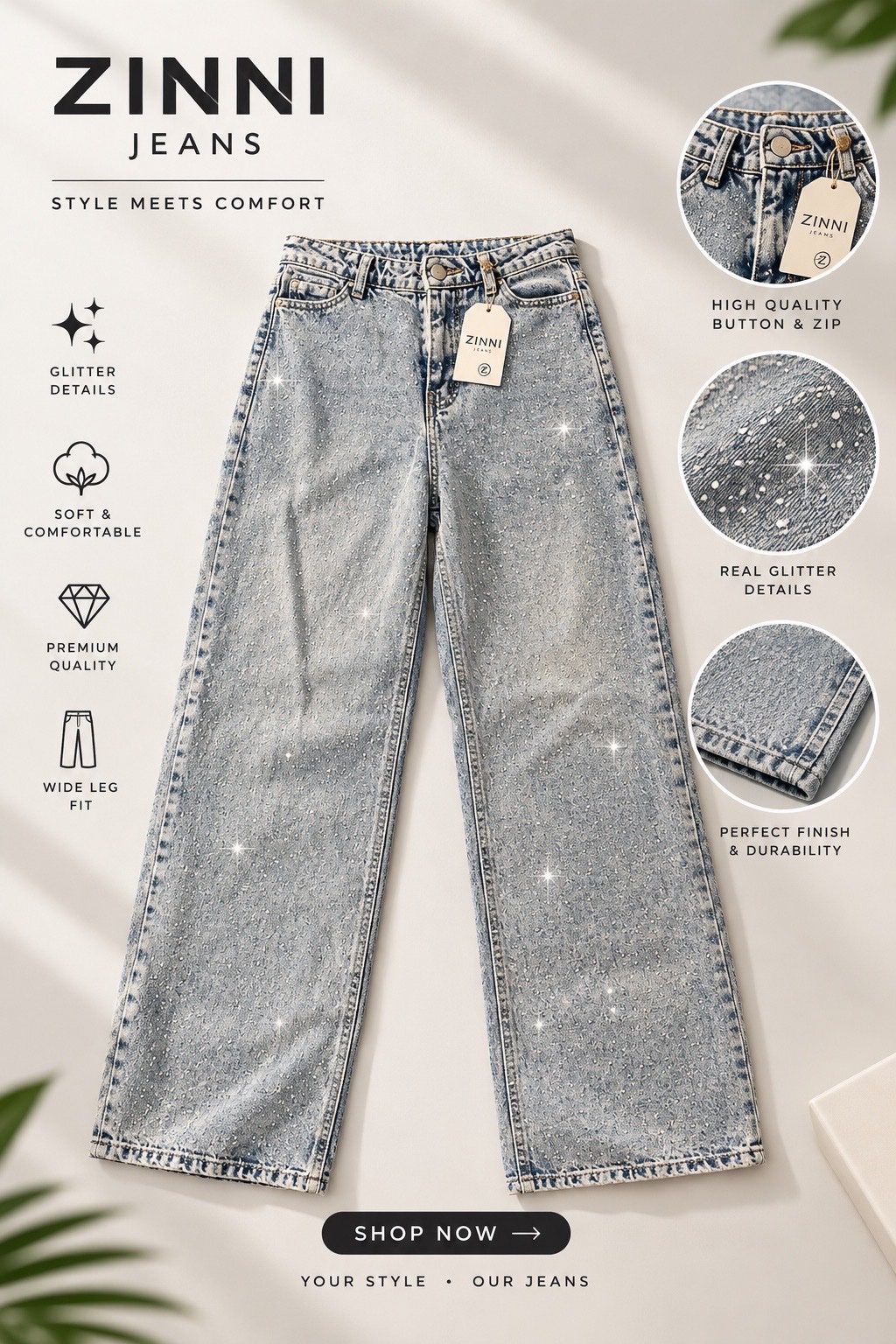 Jean Femme avec Strass ✨👖 – Chic & Tendance