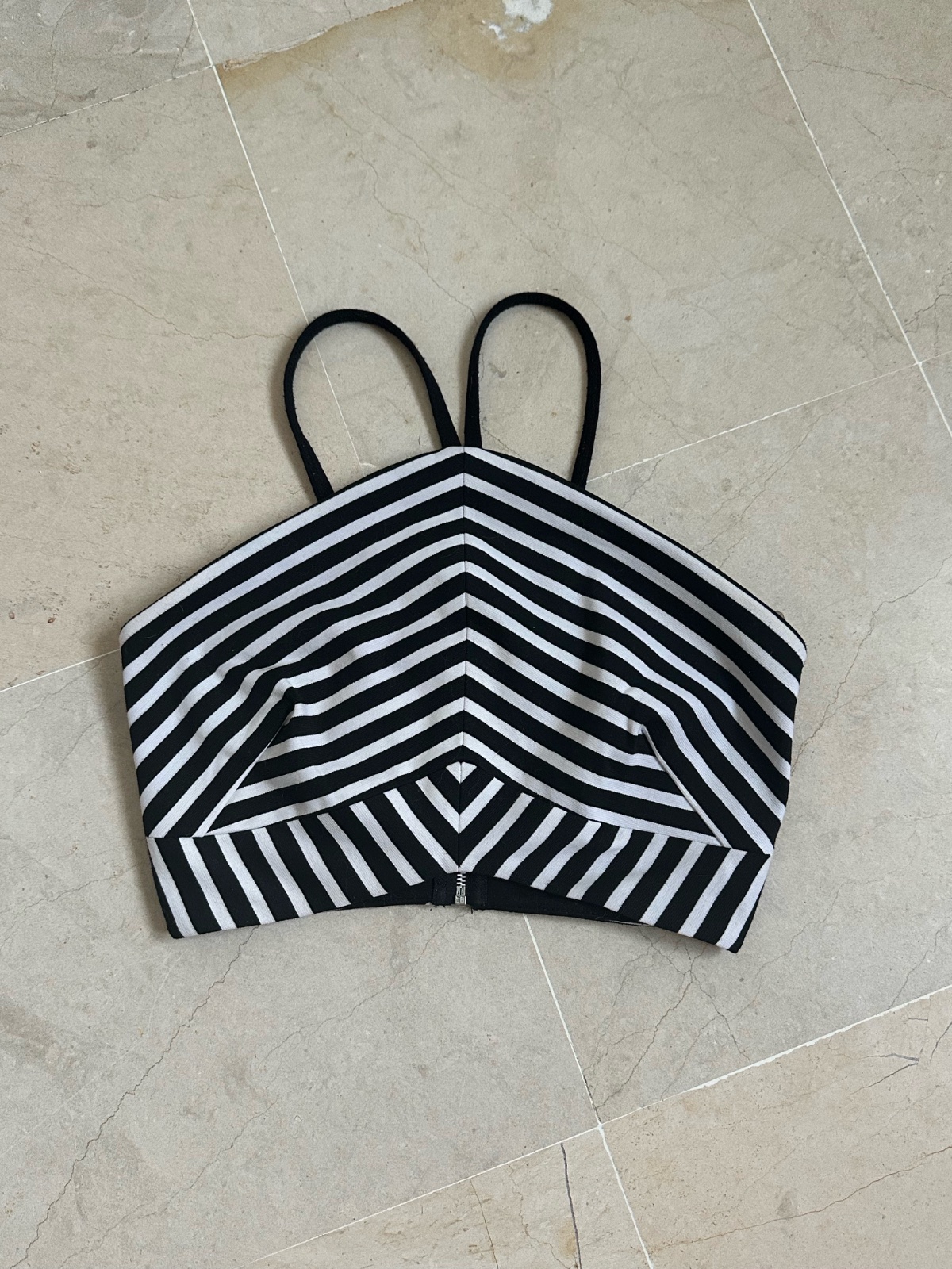 Halter black and white crop top