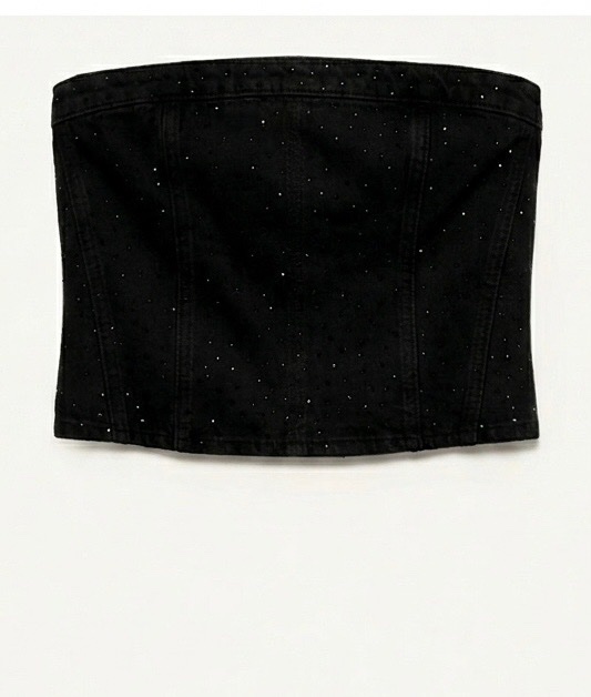 Top denim brillants pull and bear 
