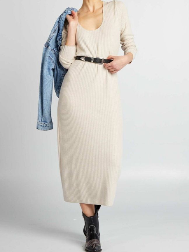 Robe longue beige Kiabi