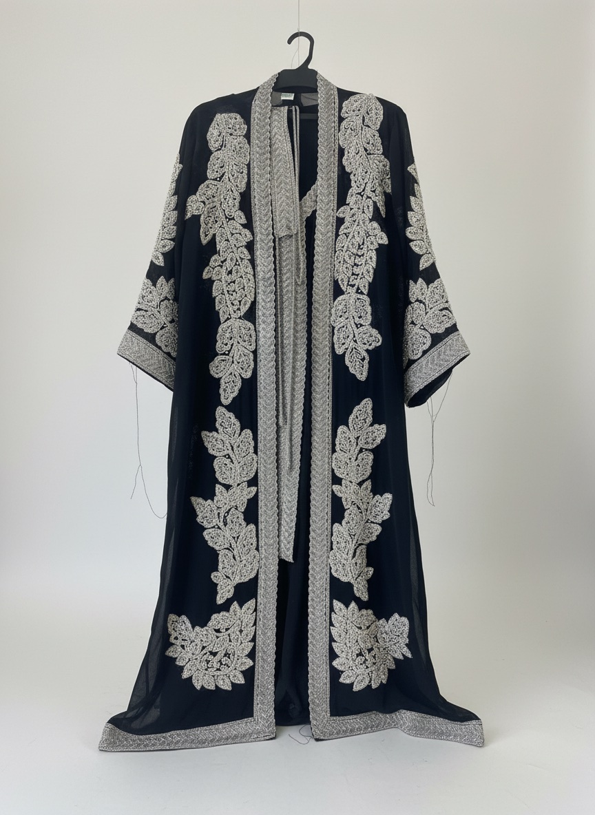 Caftan bleu marine et argenté importé