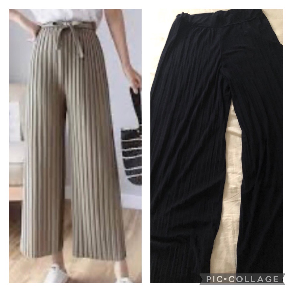 joli pantalon a cheville plisse bleu la taille n'ear pas mentionnee sur le tocket mais a peu pres 40/L 