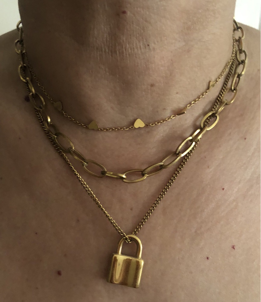 collier a 3 rangs en acier inoxydable 