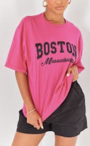 T-shirt Oversize rose à imprimé Boston 