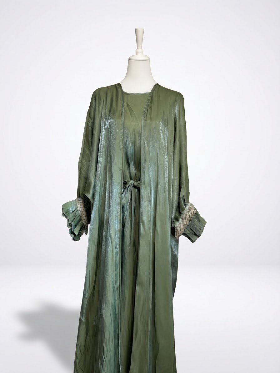 Robe abaya / caftan en satin vert