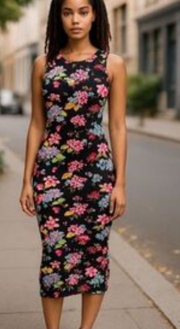 Sublime robe noire fleuris  