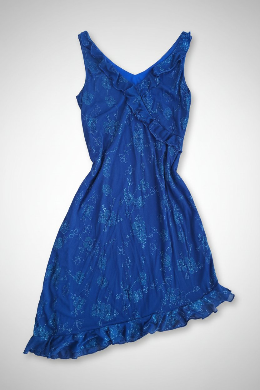 Robe soirée mi-longue d'un bleu roi vibrant