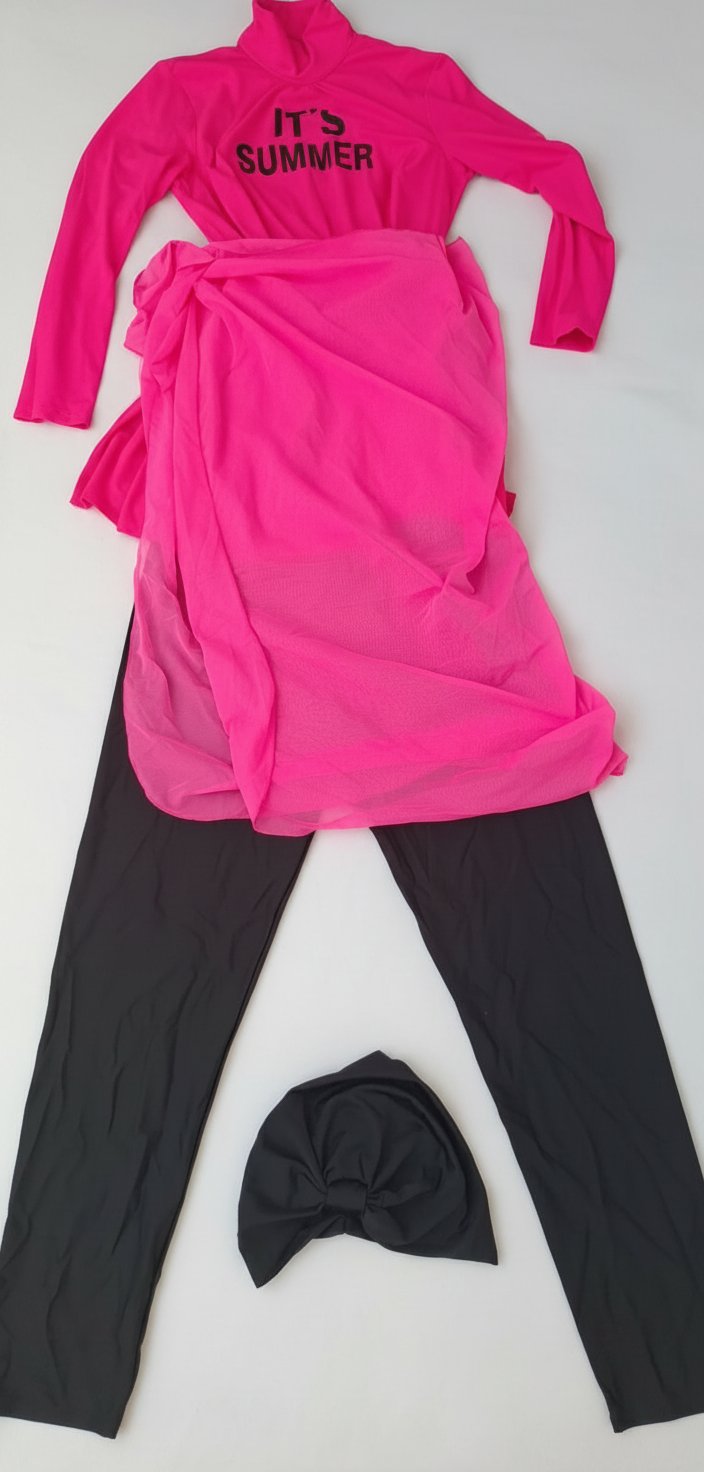 Burkini noir et rose