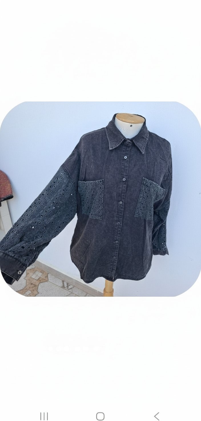 Chemise jeans brodée 